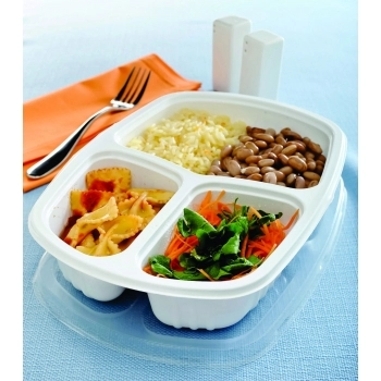Embalagem G330 Br Bandeja Refeição 3 Divisórias Conjunto C/ 100 Galvanotek