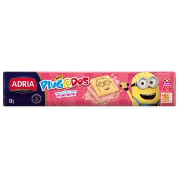 Biscoito Plugados Quadrado Morango 130G Adria