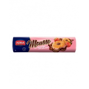 Biscoito Recheado Mousse Morango C/ Chocolate 130G Adria