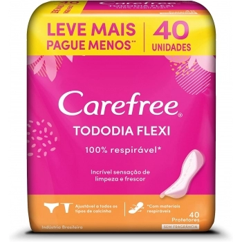 Absorvente Carefree Todo Dia Flexi Sem Perfume C/ 40 Unidades