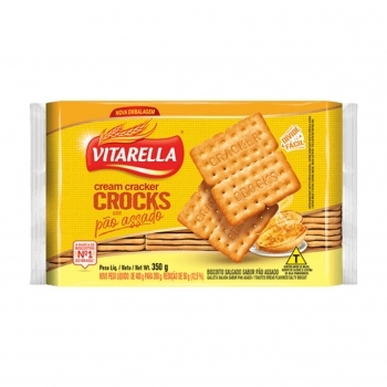 Biscoito Cream Cracker Crocks Pão Assado 350G Vitarella