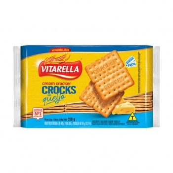 Biscoito Cream Cracker Crocks Queijo 350G Vitarella