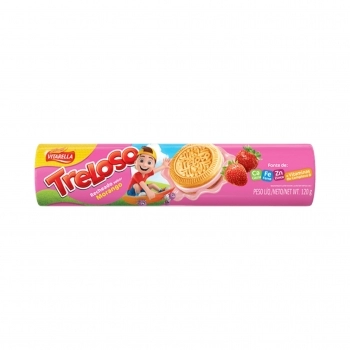 Biscoito Recheado Morango Treloso 120G Vitarella