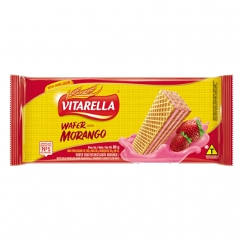Biscoito Wafer Recheio Morango 80G Vitarella