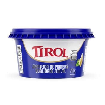 Manteiga De Primeira Qualidade Sem Sal 200G Tirol