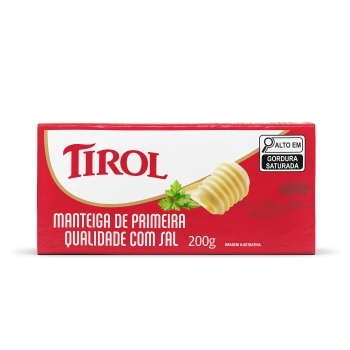 Manteiga De Primeira Qualidade Com Sal Tablete 200G Tirol