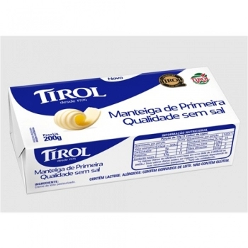 Manteiga De Primeira Qualidade Sem Sal Tablete 200G Tirol