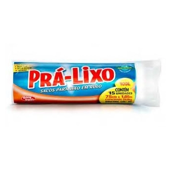 Saco De Lixo Rolo 100L 15Un Pra Lixo
