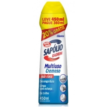 Limpador Cremoso Classico 450Ml Sapolio Radium 20% Grátis