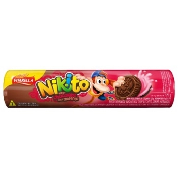 Biscoito Recheado Nikito Chocolate Com Morango 120G Vitarella