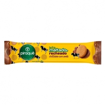 Biscoito Leite Maltado Recheado Avelã 85g Piraque