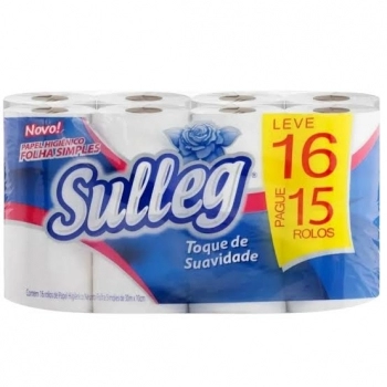 PAPEL HIGIÊNICO FOLHA SIMPLES LEVE 16 PAGUE 15 30M - SULLEG