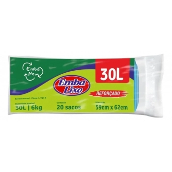 SACO PARA LIXO EMBANEW AZUL REFORCADO 30L - C/ 20 SACOS - EMBALIXO
