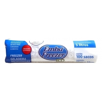 SACOS PLÁSTICOS ROLO 3L - C/ 100 SACOS - EMBAFREEZER
