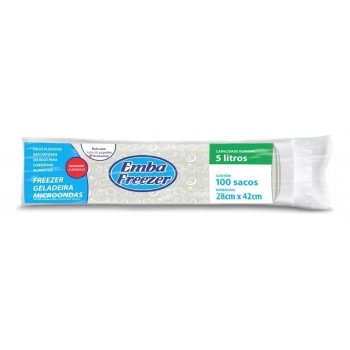 SACOS PLÁSTICOS ROLO 5L - C/ 100 SACOS - EMBAFREEZER
