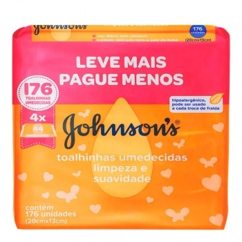 LENÇOS UMEDECIDOS JOHNSONS® BABY LIMPEZA E SUAVIDADE - 176 UNIDADES