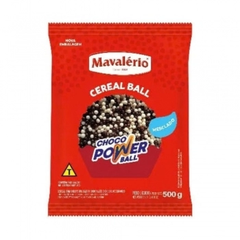 Cereal Drageado Choco Power Ball Mini Leite/Branco 500G Mavalério