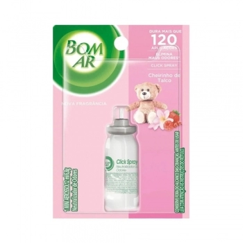 Desodorizador Bom Ar Click Spray Cheirinho De Talco Refil 12Ml