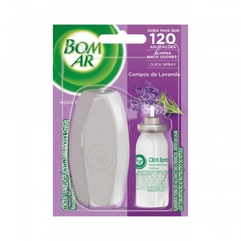 Desodorizador Bom Ar Click Spray Lavanda Aparelho Refil 12Ml