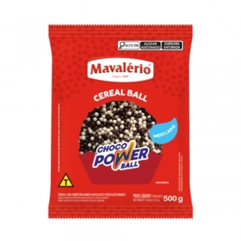 Cereal Drageado Choco Power Ball Micro Leite/Branco 500G Mavalério
