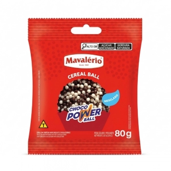 Cereal Drageado Choco Power Ball Micro Leite/Branco 80G Mavalério