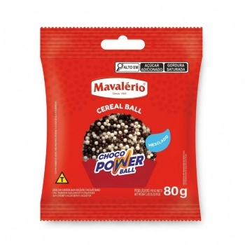 Cereal Drageado Choco Power Ball Mini Leite Com Branco 80G Mavalério