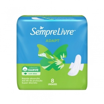 Absorvente Sempre Livre Adapt Suave C/ Abas C/ 8 Unidades