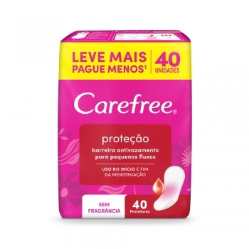 Absorvente Carefree Proteção Sem Perfume C/ 40 Unidades