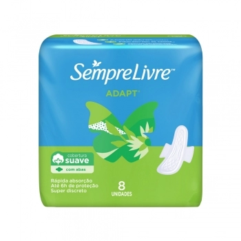 Absorvente Sempre Livre Adapt Plus Suave C/ Abas C/ 8 Unidades