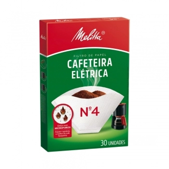Filtro De Papel Melitta Cafeteira Elétrica Nº 4 Grande C/ 30 Unidades