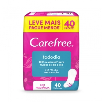 Absorvente Carefree Todo Dia Sem Perfume C/ 40 Unidades