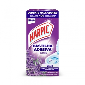 Pastilha Adesiva Harpic Power 2 Em 1 Lavanda C/ 3 Unidades