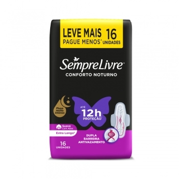 Absorvente Sempre Livre Adapt Plus Noite E Dia Suave C/ Abas C/ 16 Unidades