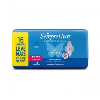 Absorvente Sempre Livre Adapt Plus Suave C/ Abas C/ 16 Unidades