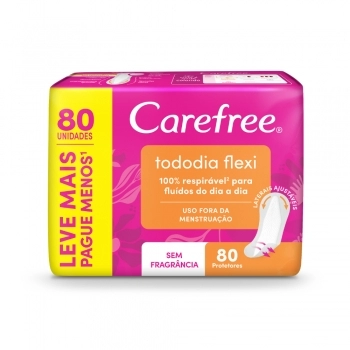Absorvente Carefree Todo Dia Flex Sem Perfume C/ 80 Unidades