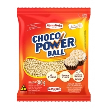 Cereal Drageado Choco Power Ball Micro Branco 300G Mavalério